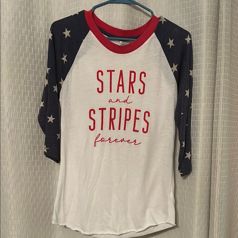 Alternative Apparel Stars and Stripes Long Sleeve Tee - Red, White, and Blue